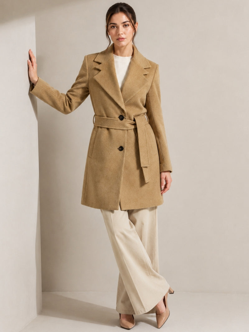 Apricot Long Trench Overcoat