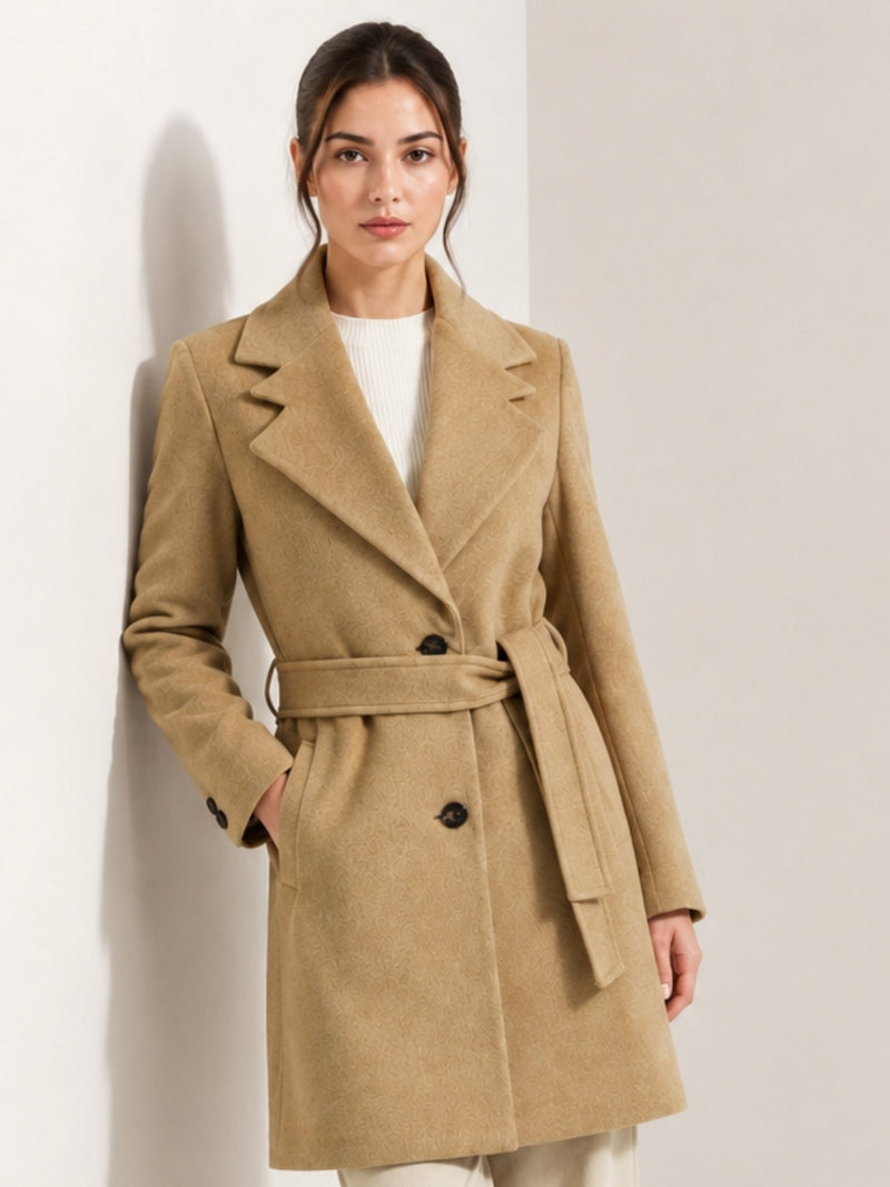 Apricot Long Trench Overcoat