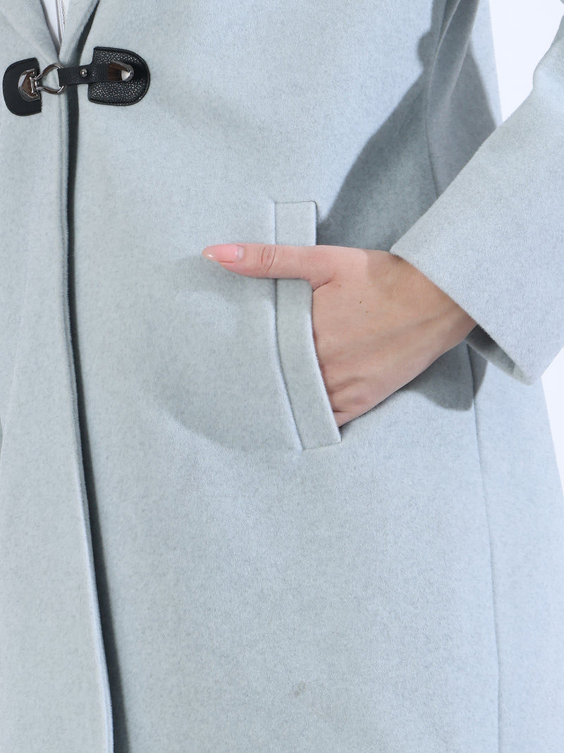 Ice blue Toggle Closure Long Coat