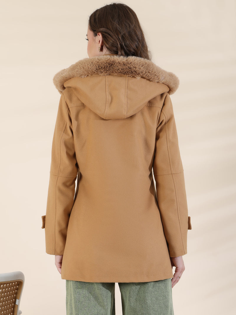 Caramel Zipper With Hood Short Coat