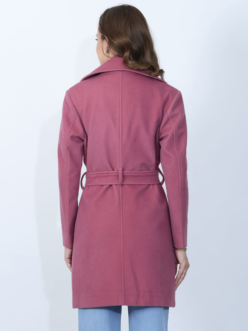 Dark Pink Belted Trench Coat