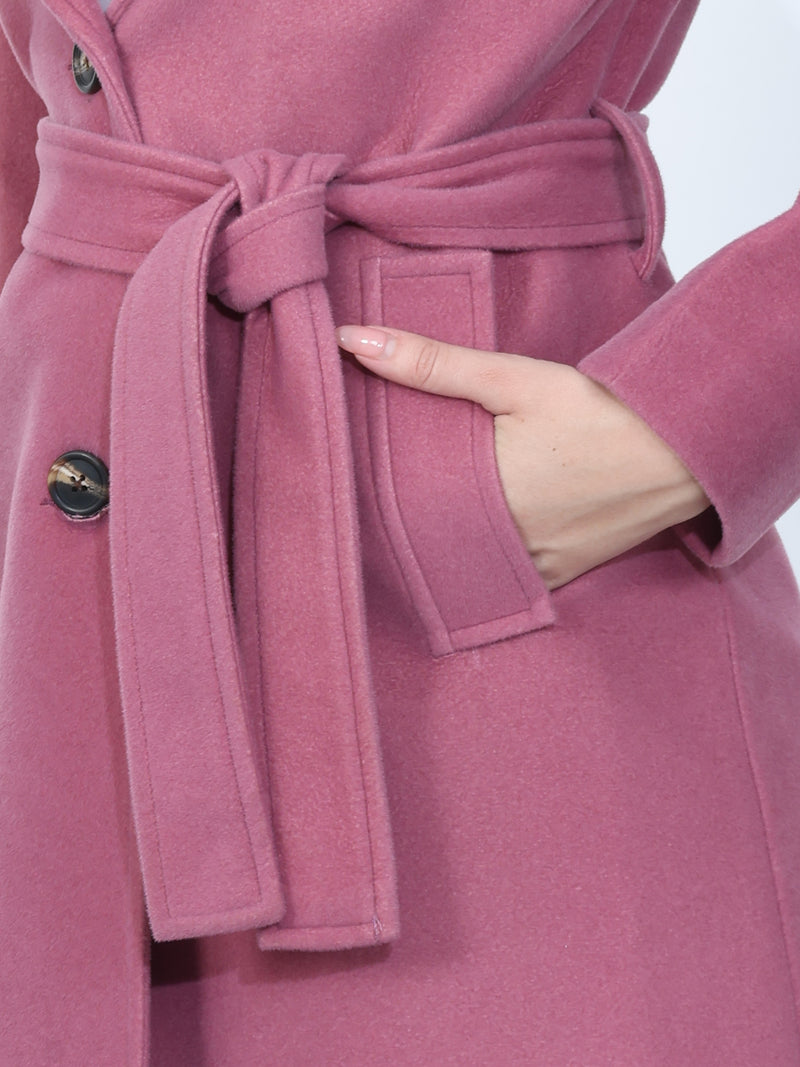 Dark Pink Belted Trench Coat
