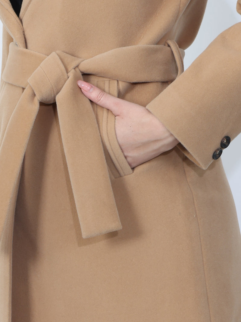 Wheat Belted Long Overcoat