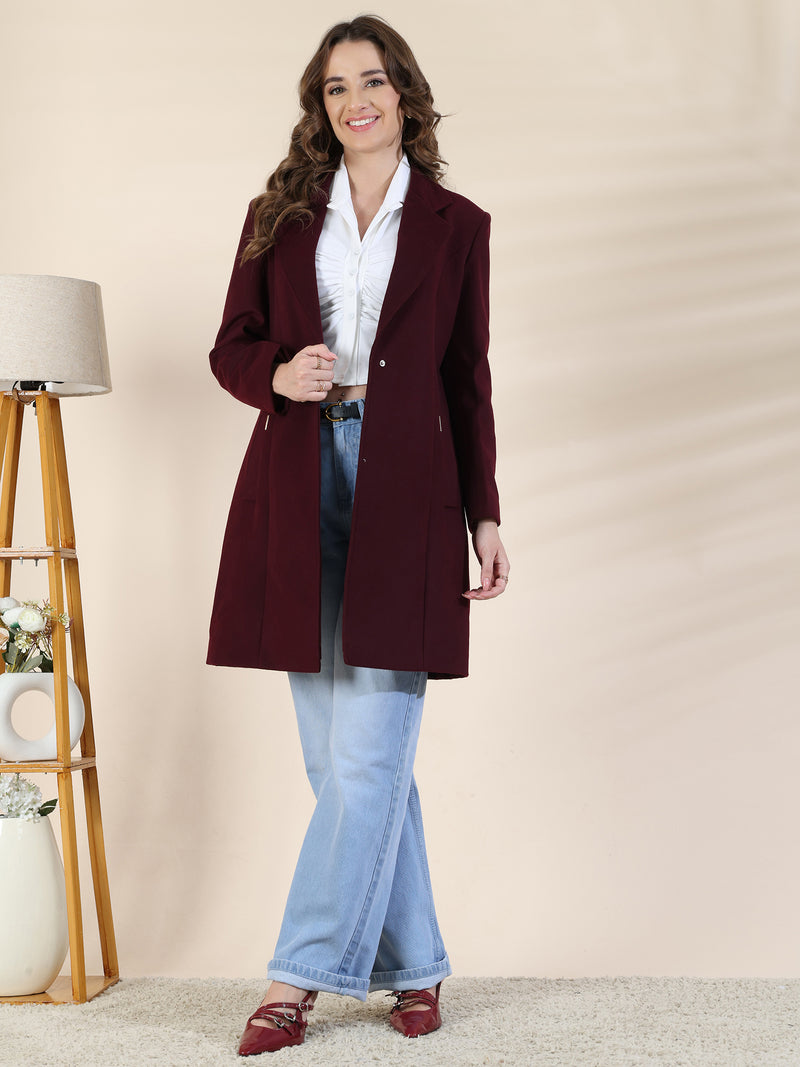 Maroon Longline Trench Coat