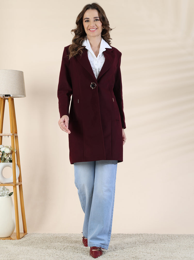 Maroon Longline Trench Coat
