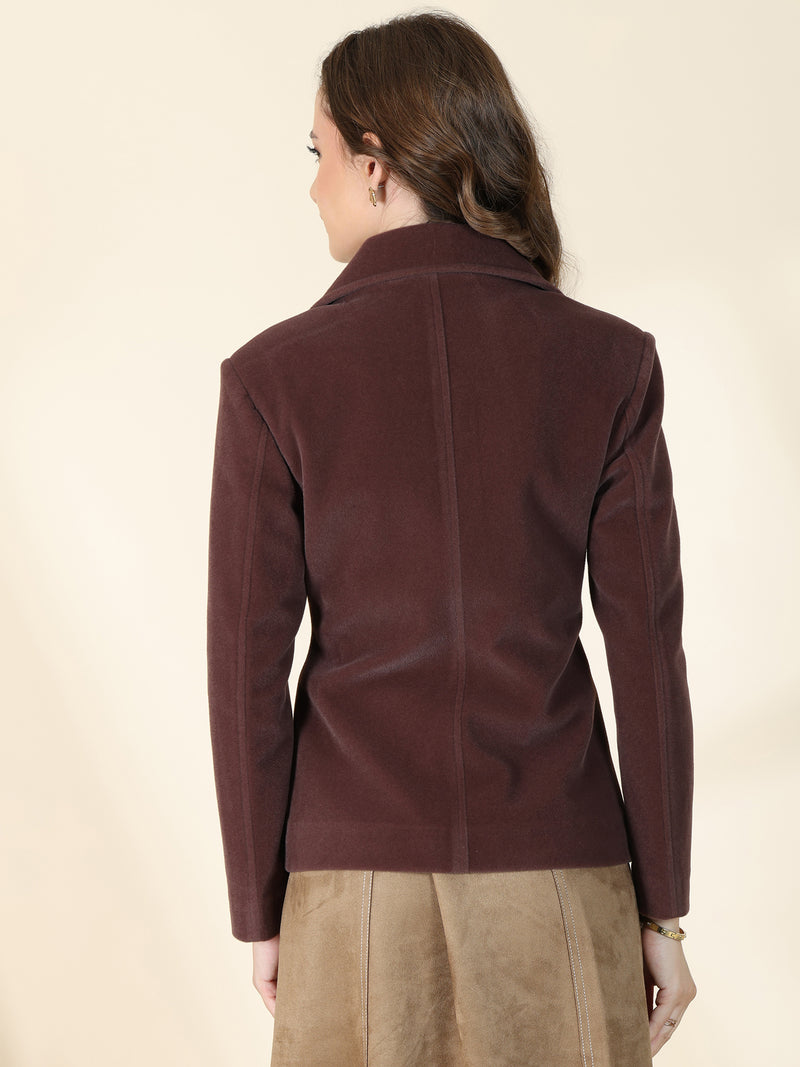 Brown Double Breasted Short Coat