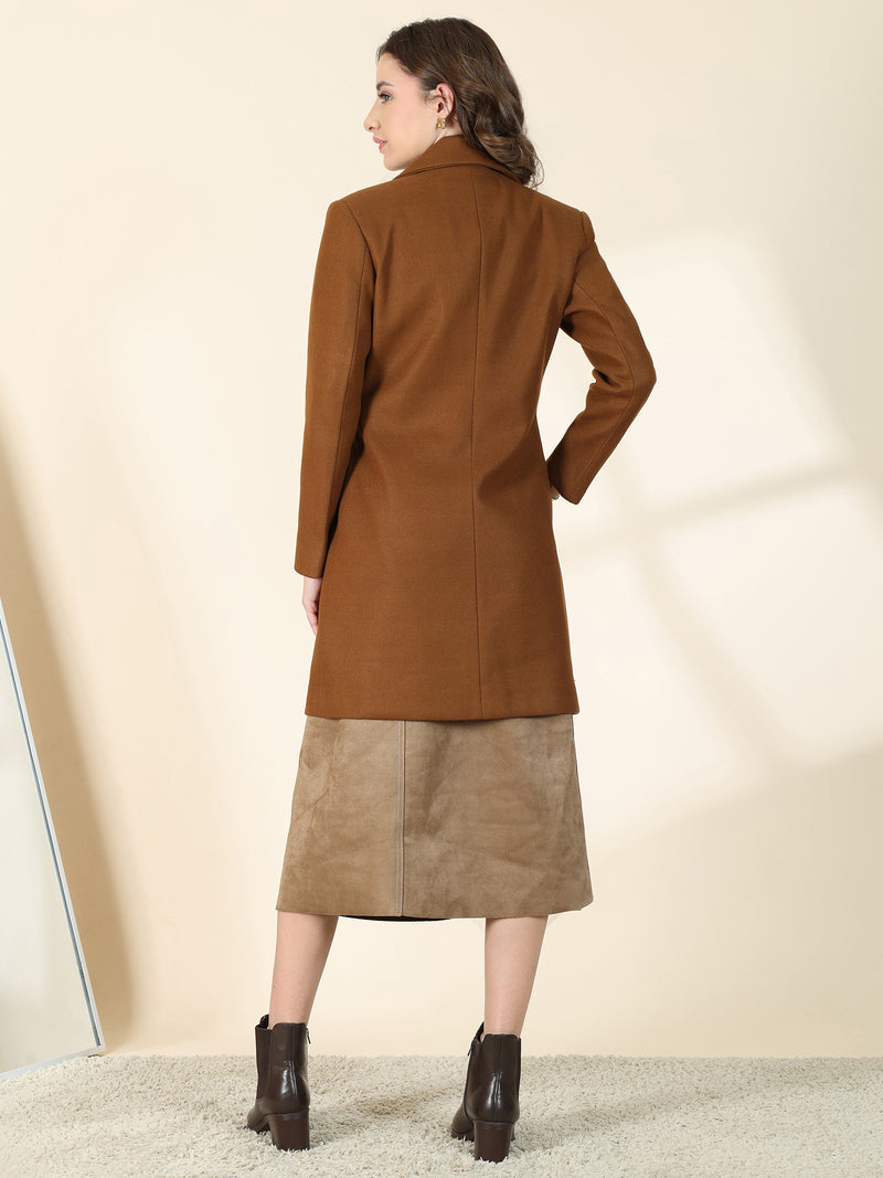 Caramel Brown Toggle Closure Long Coat