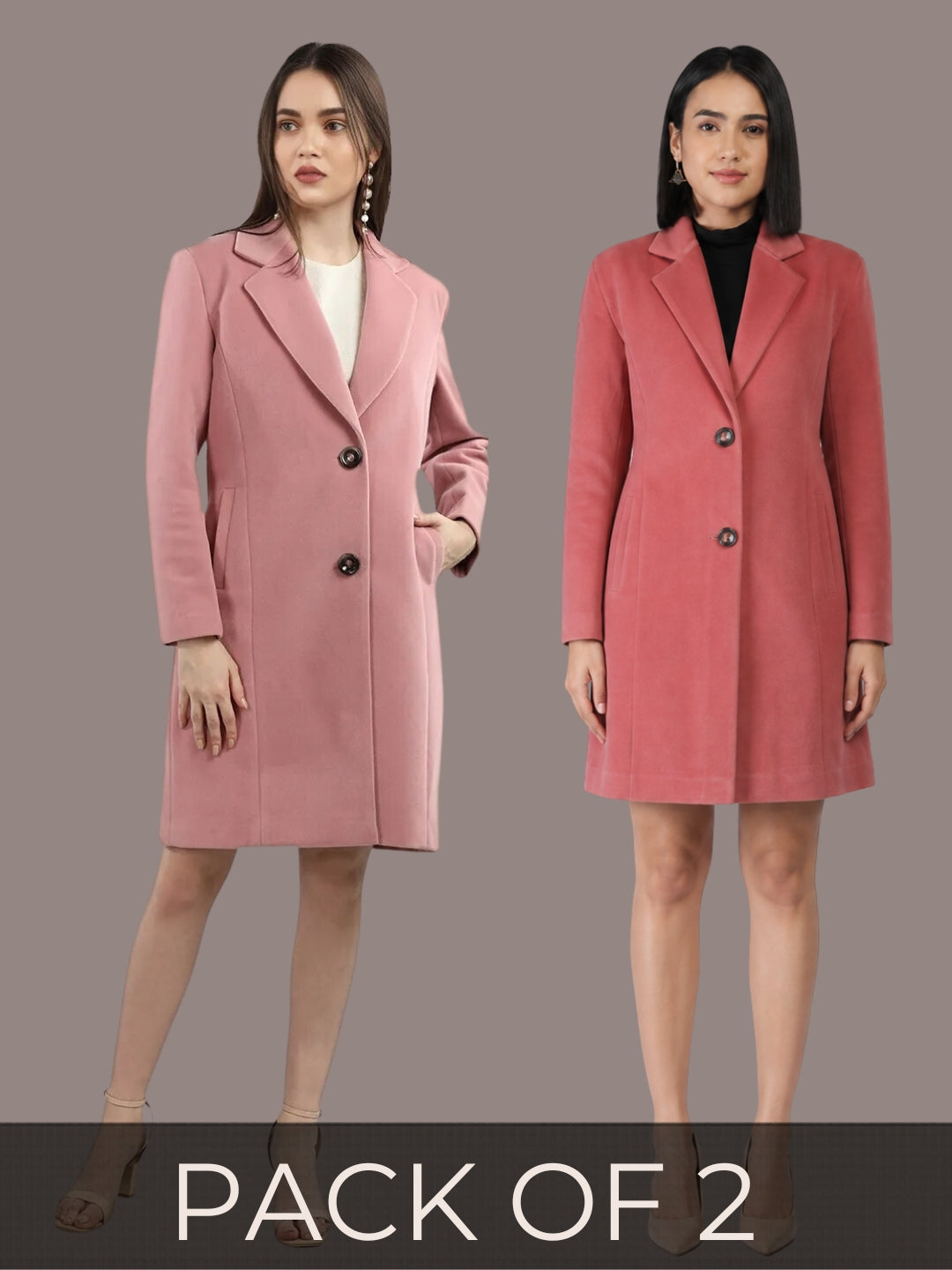 Tweed Longlength Winter Trench Coat Pack of 2
