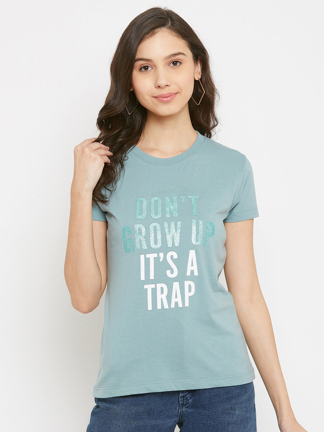 WOMEN COTTON PRINTED ROUND NECK T-SHIRT