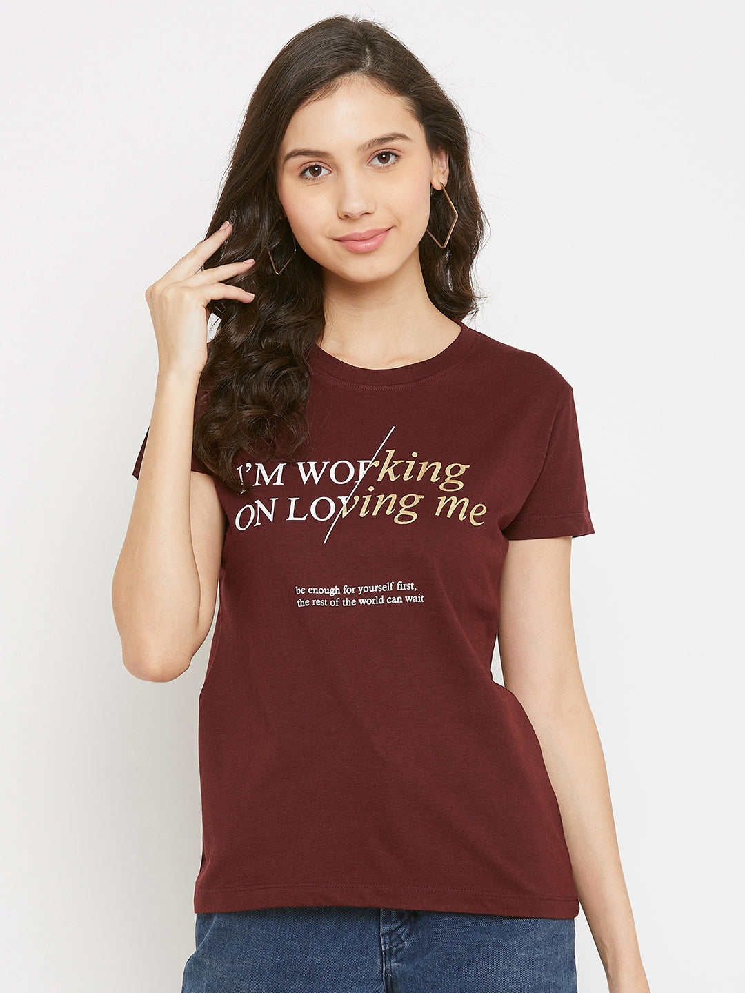 WOMEN COTTON PRINTED ROUND NECK T-SHIRT