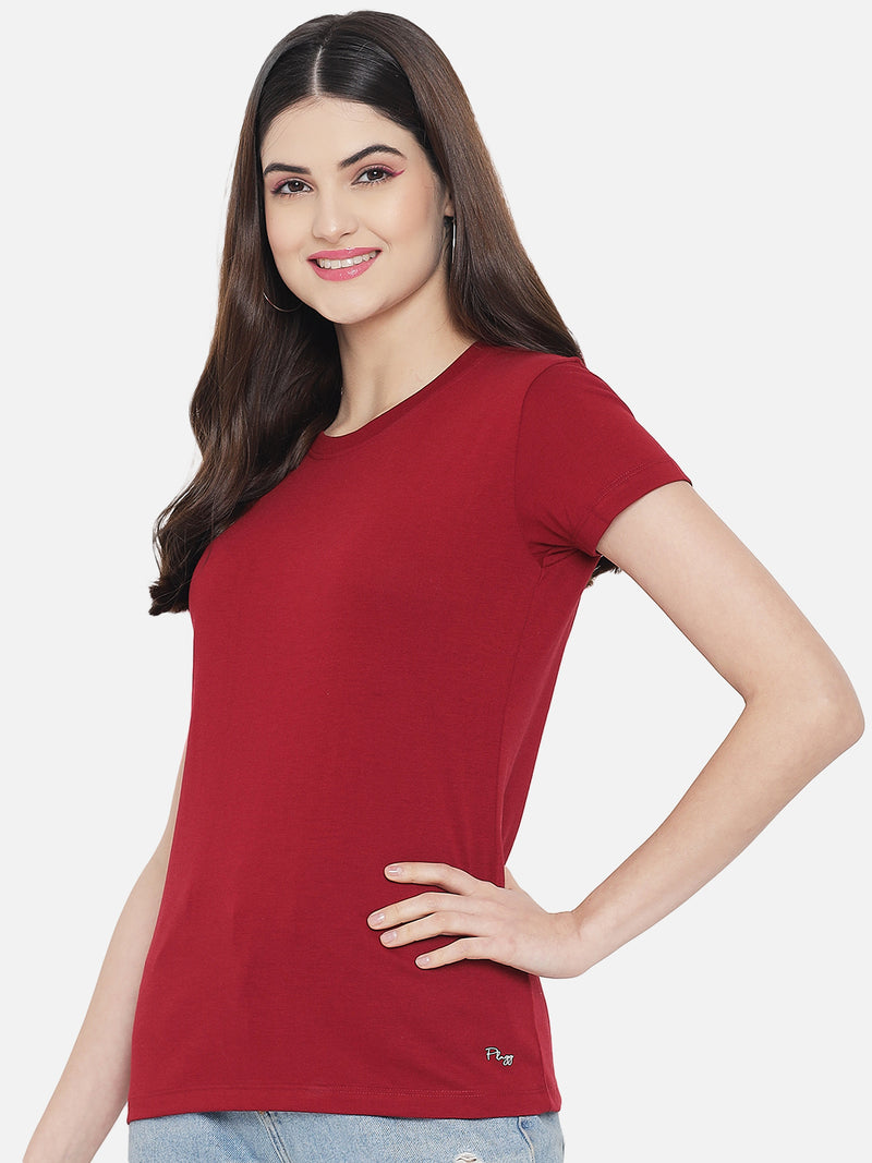 WOMEN COTTON SOLID HALF SLEEVE T-SHIRT