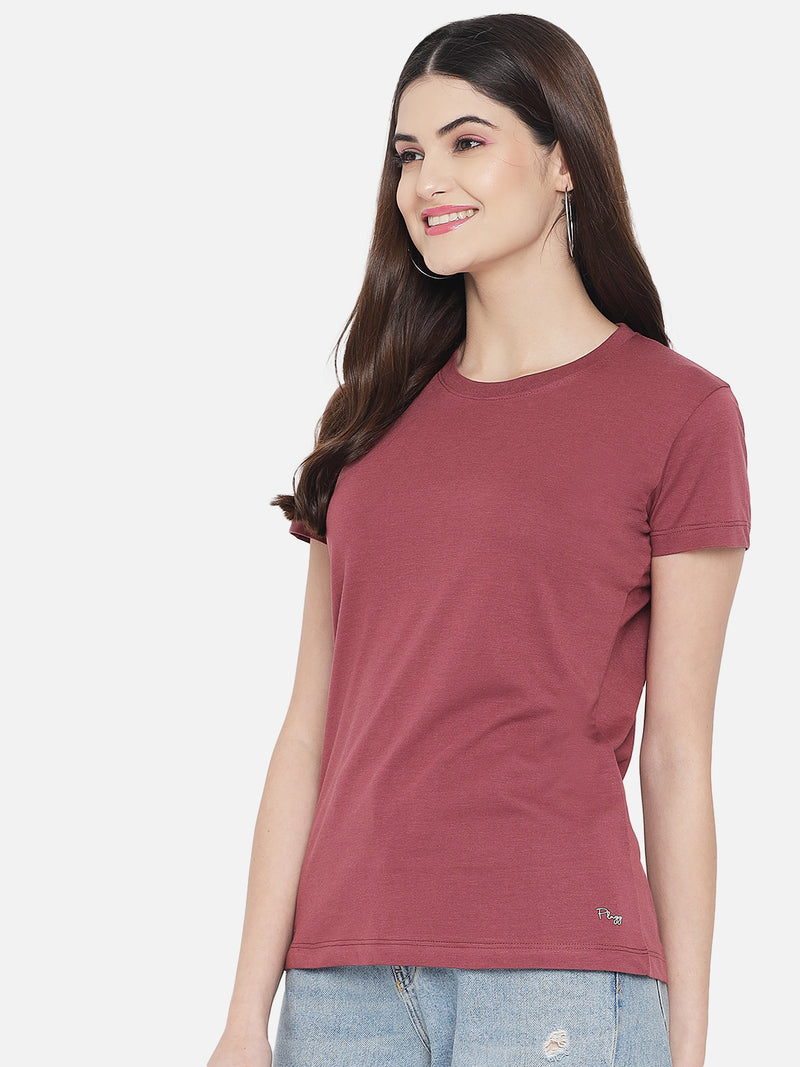 WOMEN COTTON SOLID HALF SLEEVE T-SHIRT