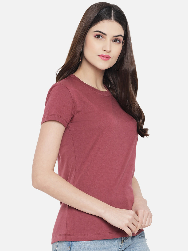 WOMEN COTTON SOLID HALF SLEEVE T-SHIRT