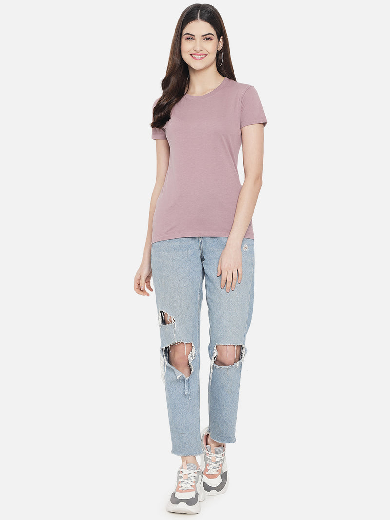 WOMEN COTTON SOLID HALF SLEEVE T-SHIRT