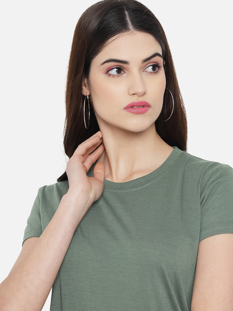 WOMEN COTTON SOLID HALF SLEEVE T-SHIRT