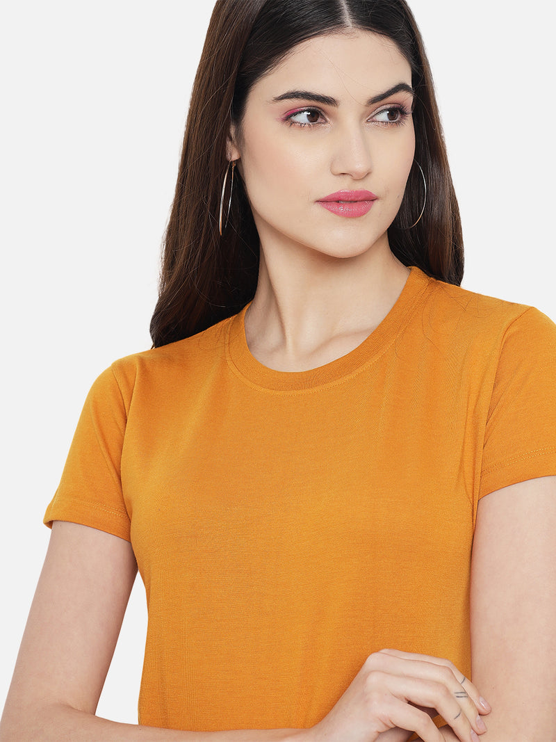 WOMEN COTTON SOLID HALF SLEEVE T-SHIRT