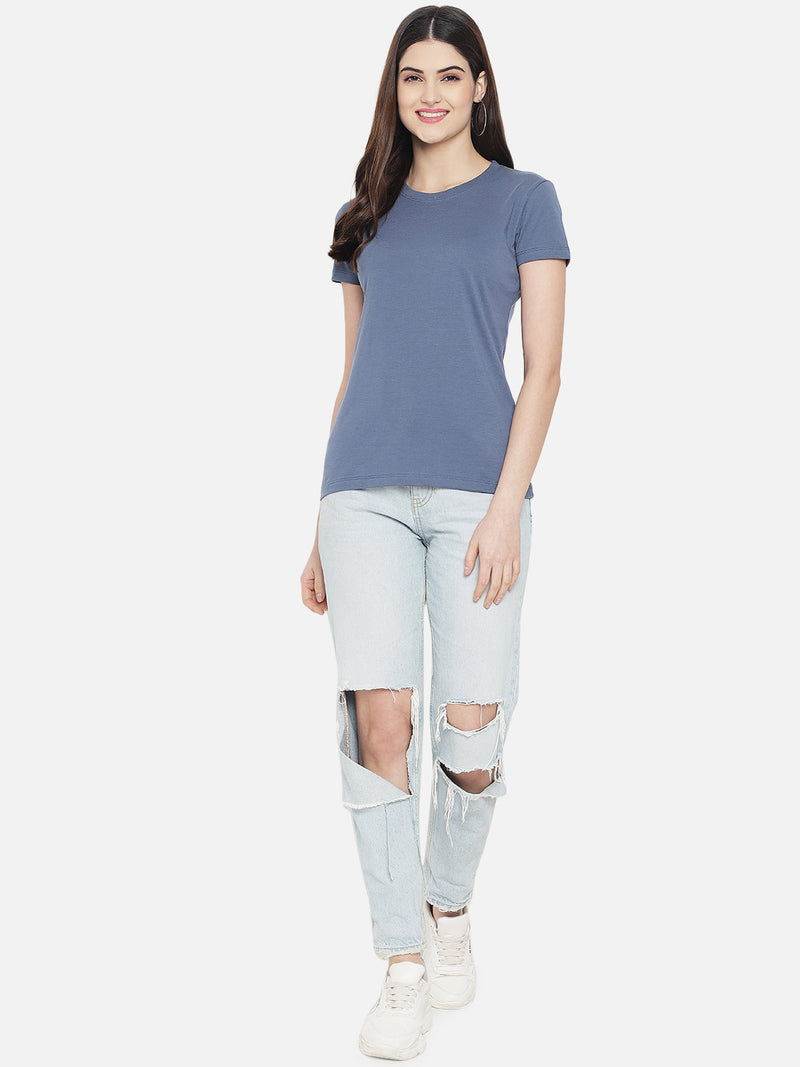 WOMEN COTTON SOLID HALF SLEEVE T-SHIRT