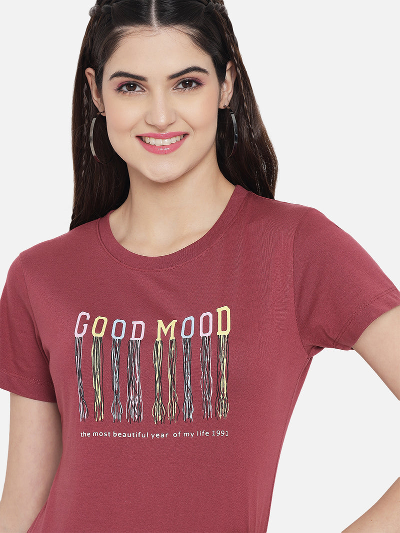 WOMEN COTTON PRINTED ROUND NECK T-SHIRT