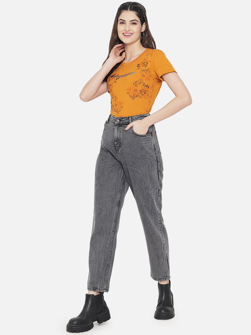 WOMEN COTTON PRINTED ROUND NECK T-SHIRT