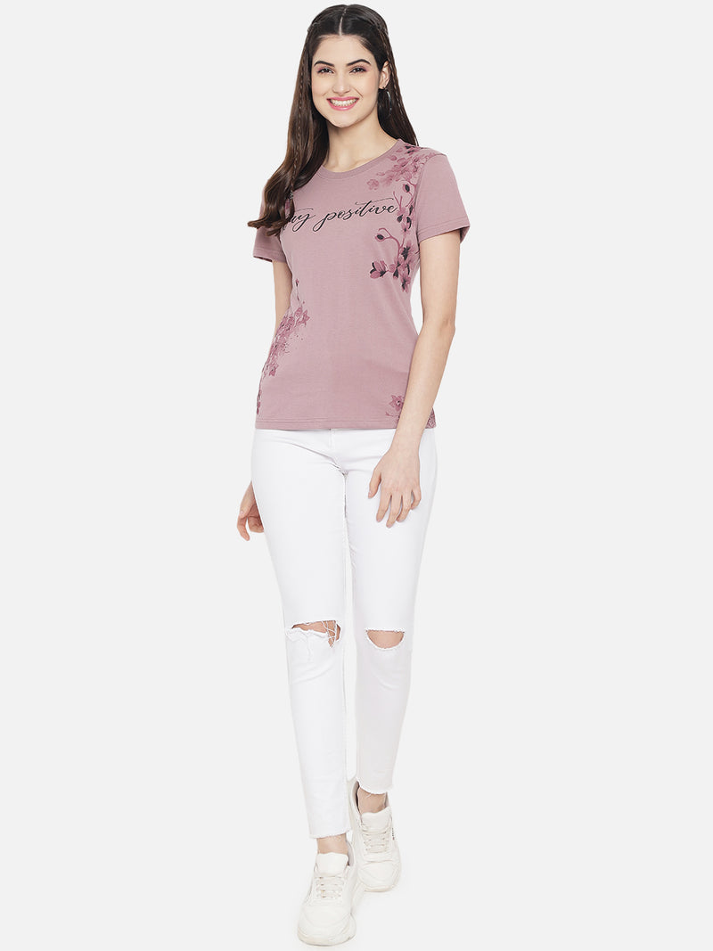 WOMEN COTTON PRINTED ROUND NECK T-SHIRT
