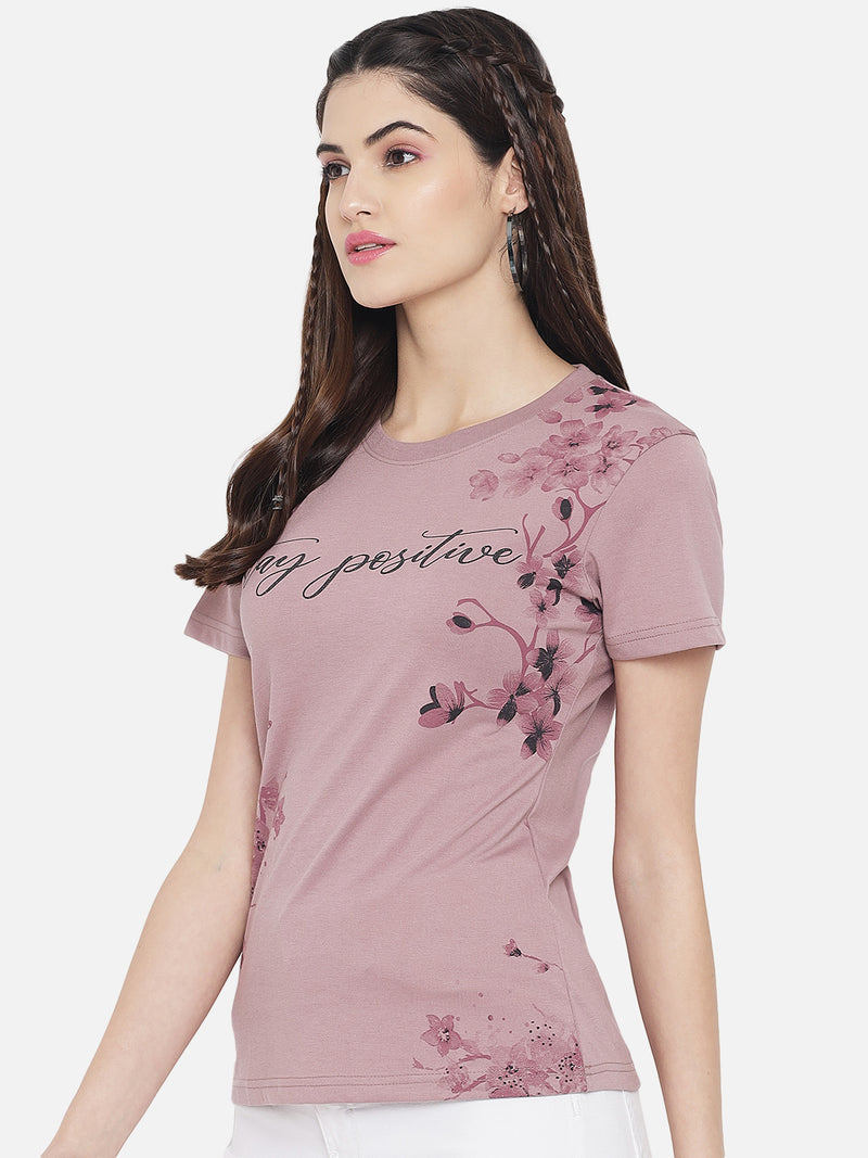 WOMEN COTTON PRINTED ROUND NECK T-SHIRT