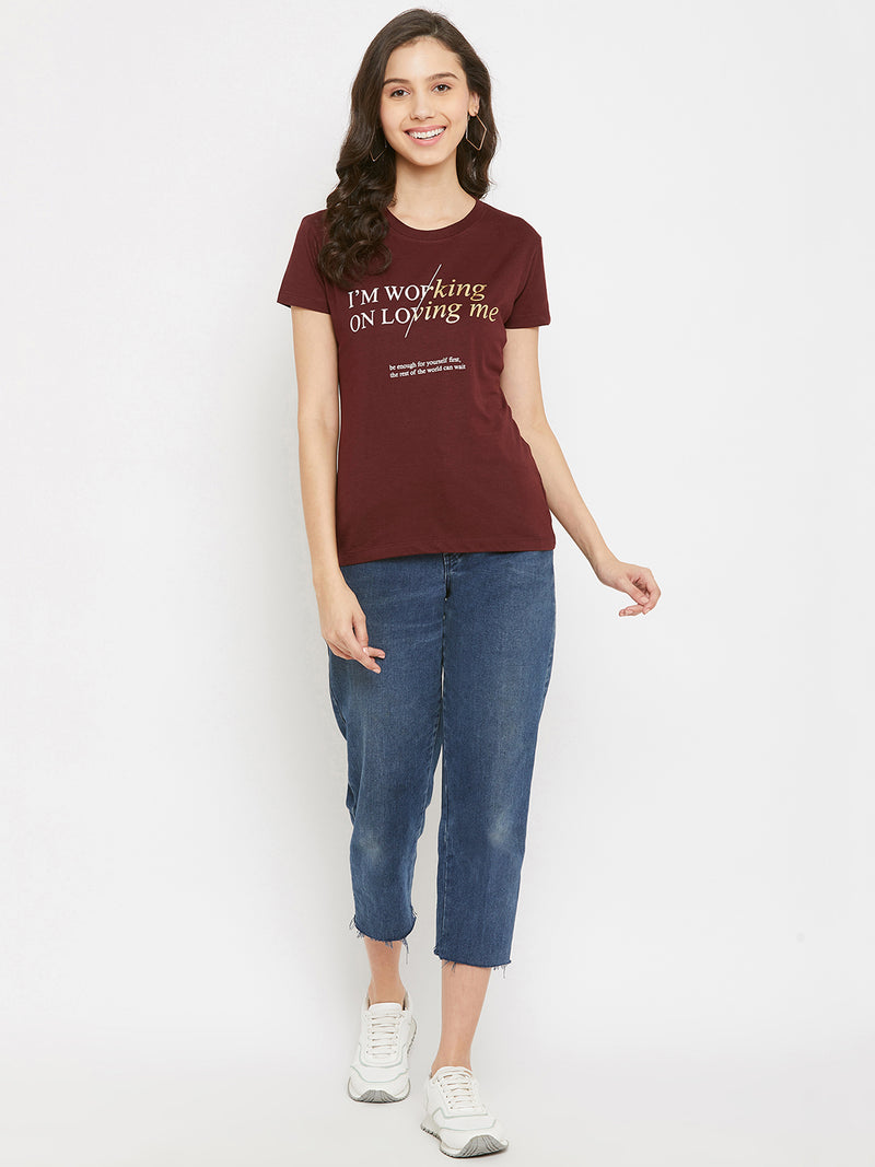 WOMEN COTTON PRINTED ROUND NECK T-SHIRT