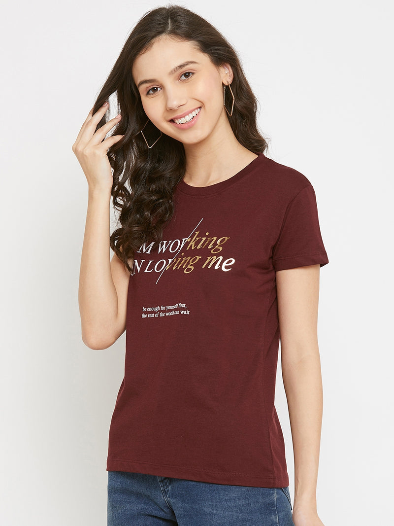 WOMEN COTTON PRINTED ROUND NECK T-SHIRT