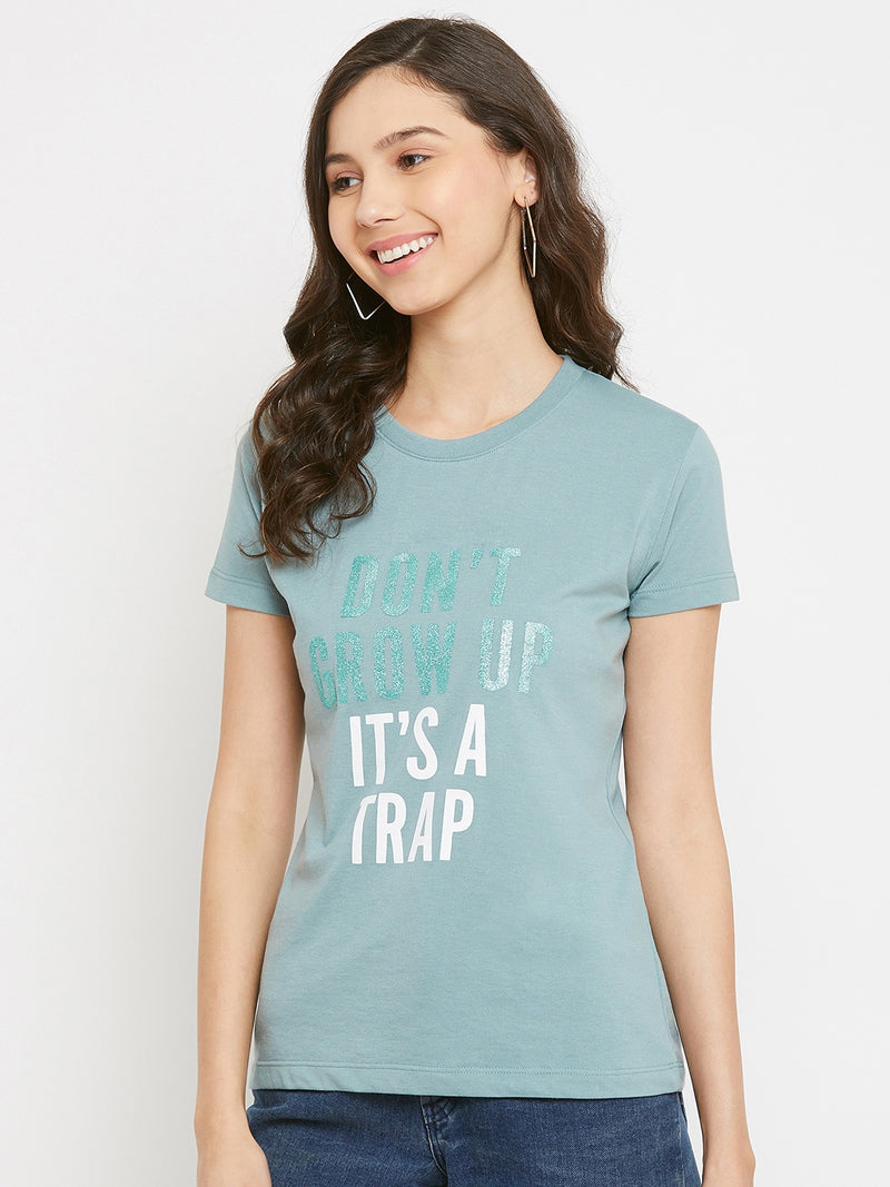 WOMEN COTTON PRINTED ROUND NECK T-SHIRT