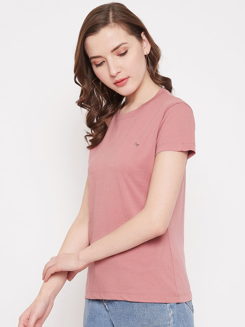 WOMEN COTTON SOLID HALF SLEEVE T-SHIRT
