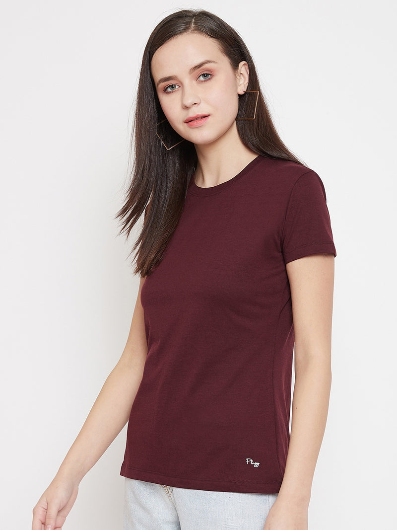 WOMEN COTTON SOLID HALF SLEEVE T-SHIRT