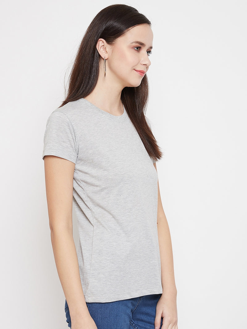 WOMEN COTTON SOLID HALF SLEEVE T-SHIRT