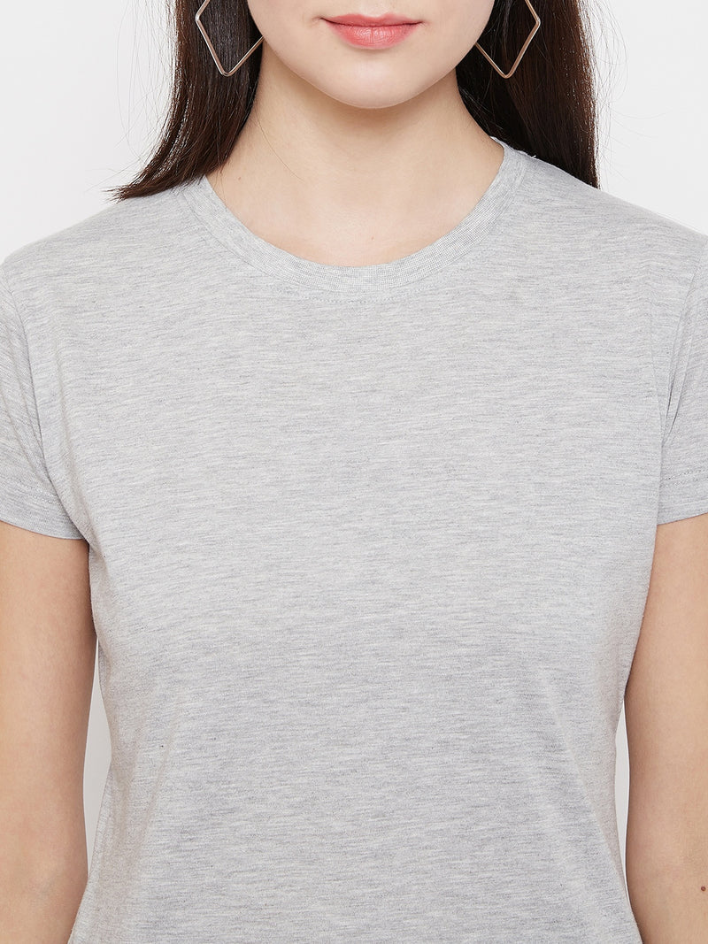 WOMEN COTTON SOLID HALF SLEEVE T-SHIRT