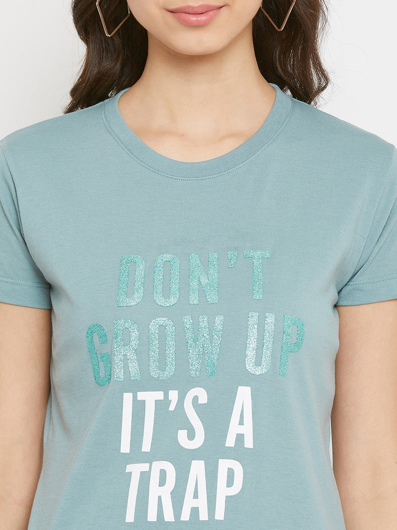 WOMEN COTTON PRINTED ROUND NECK T-SHIRT