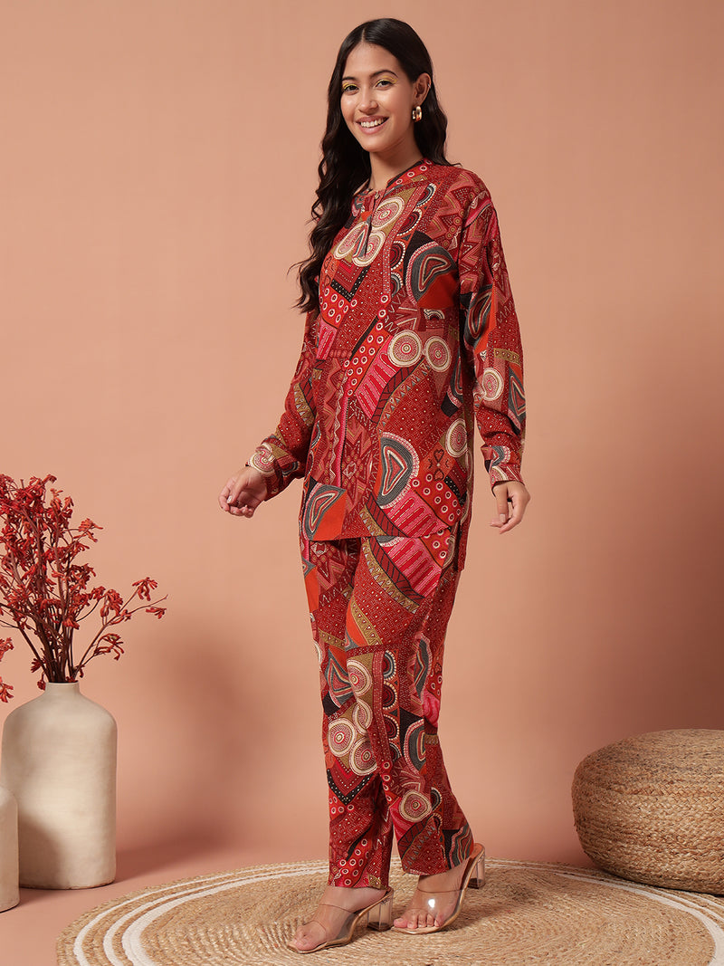Women Co Ord set - BRICK RED