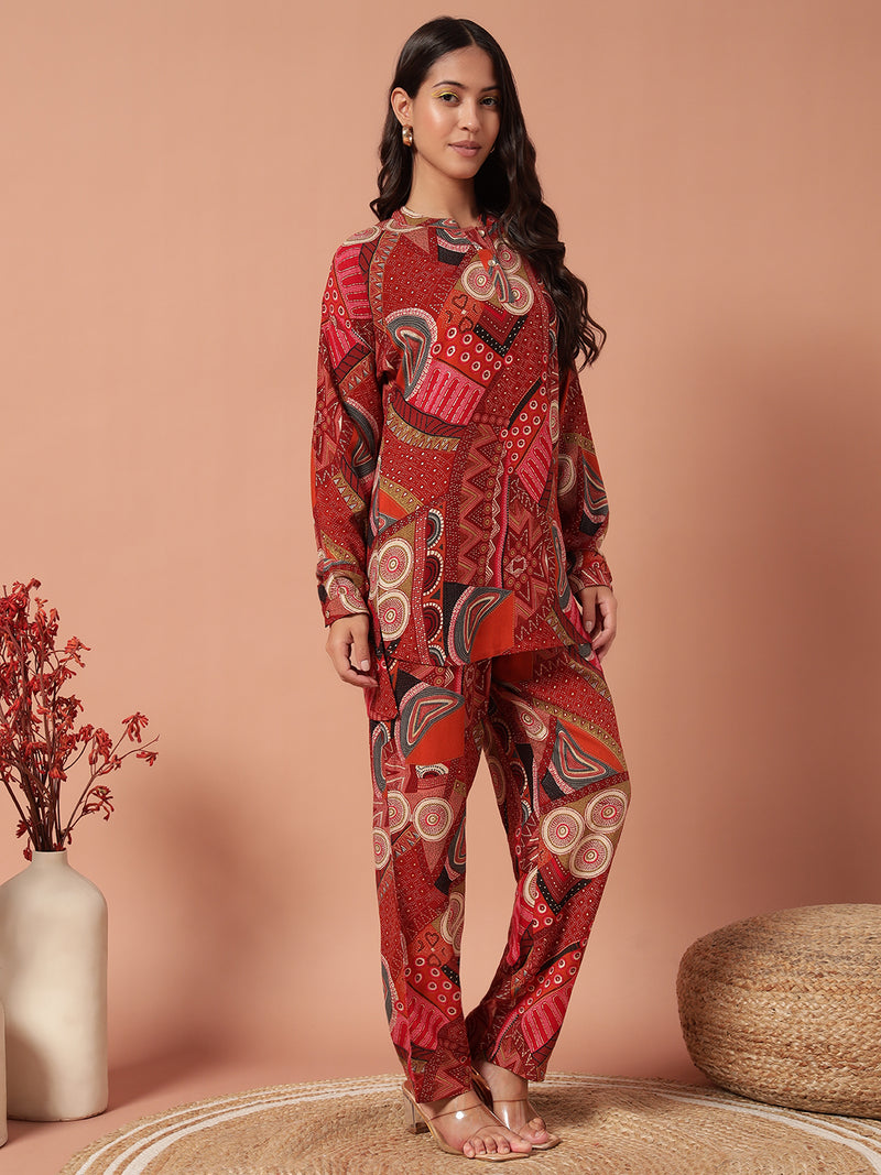 Women Co Ord set - BRICK RED