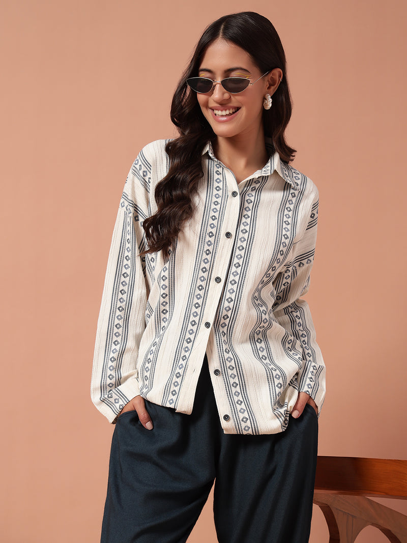 Women Co Ord set - WHITE NAVY