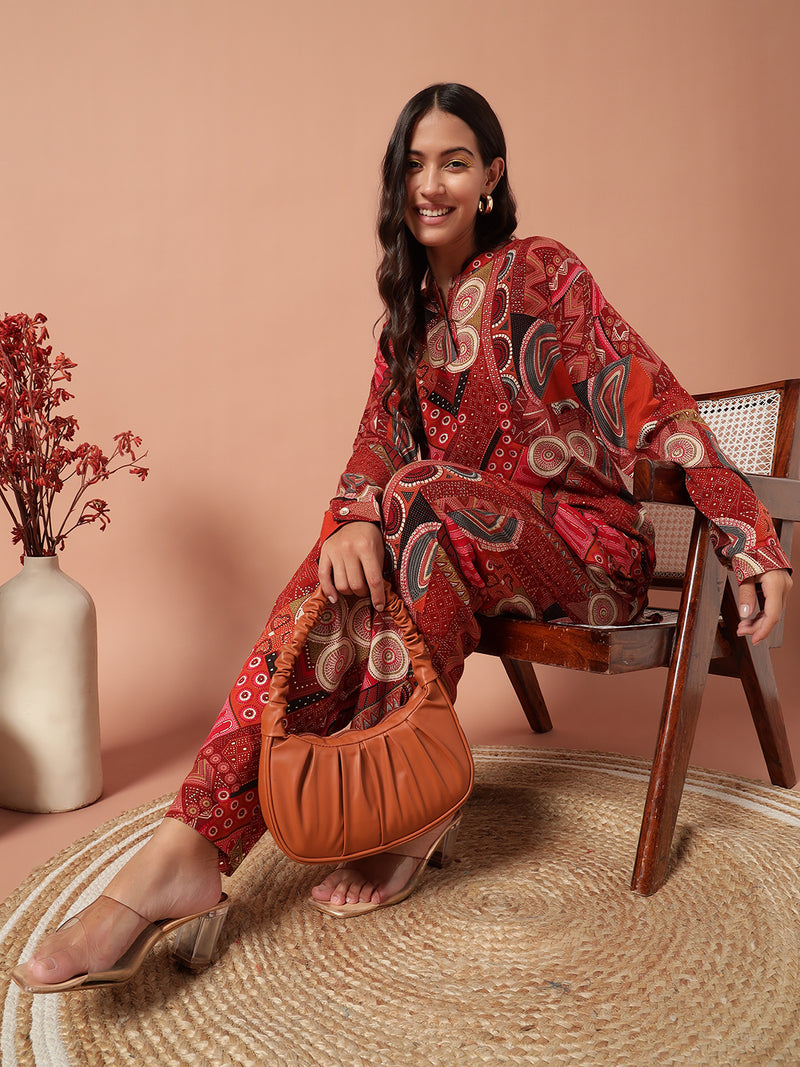 Women Co Ord set - BRICK RED