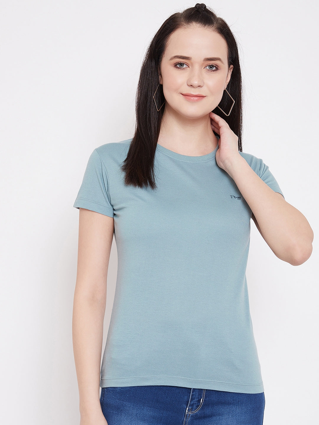 WOMEN COTTON SOLID HALF SLEEVE T-SHIRT