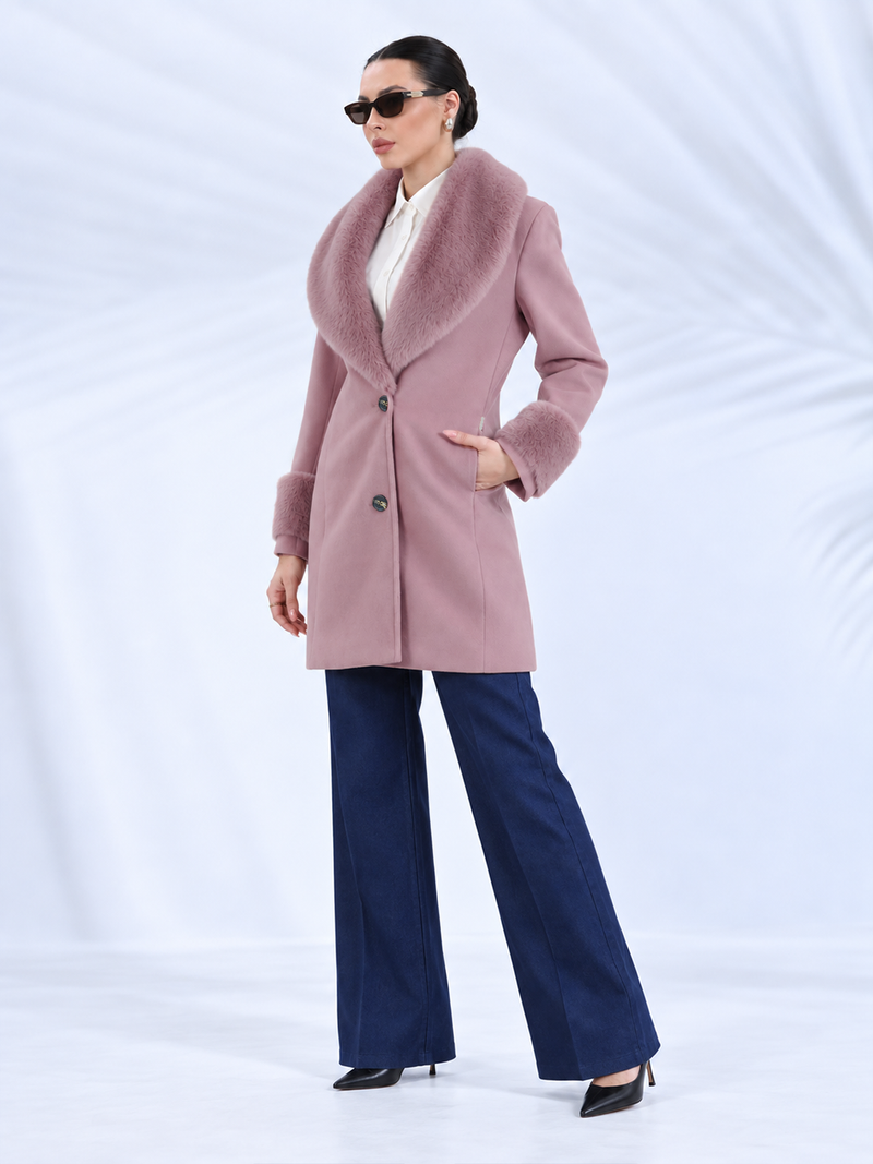 Lilac Faux Fur Long Coat