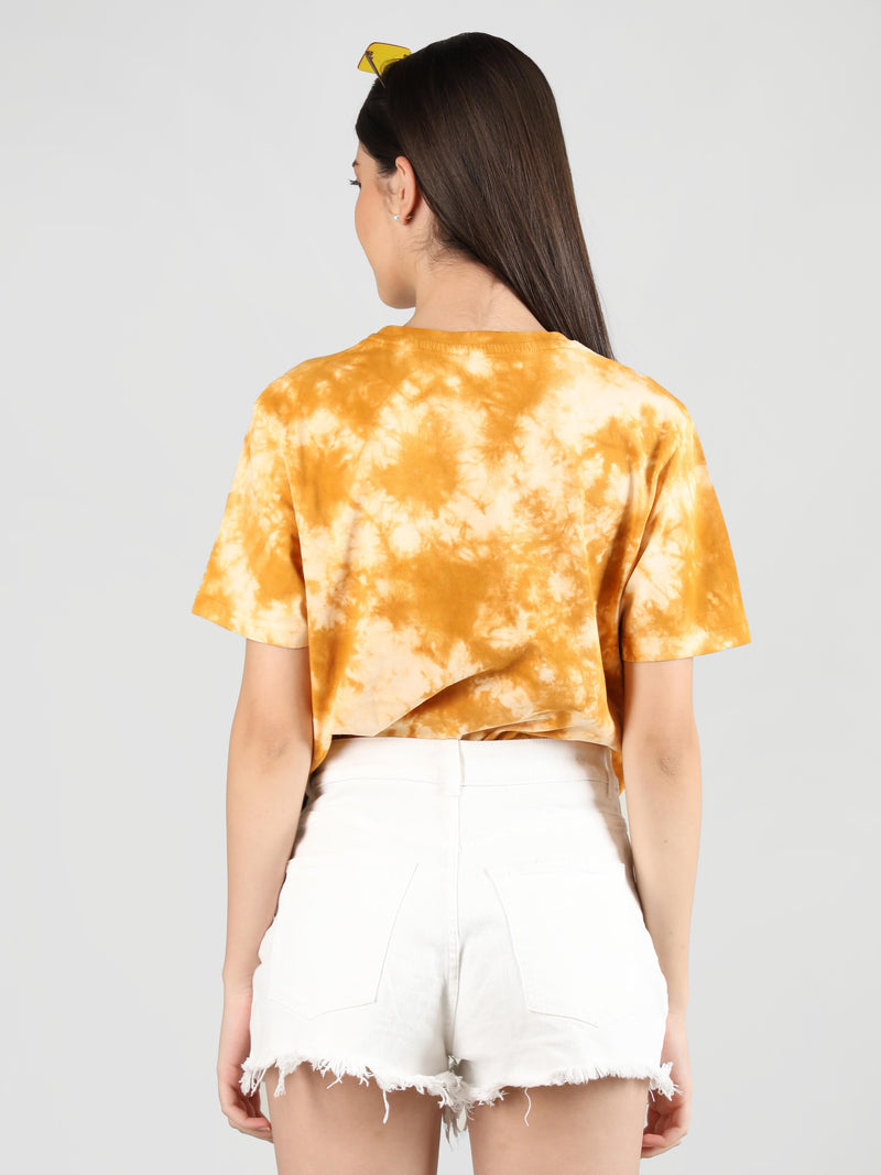 WOMEN COTTON HALF SLEEVE OVERSIZED TYE-DYE TSHIRT