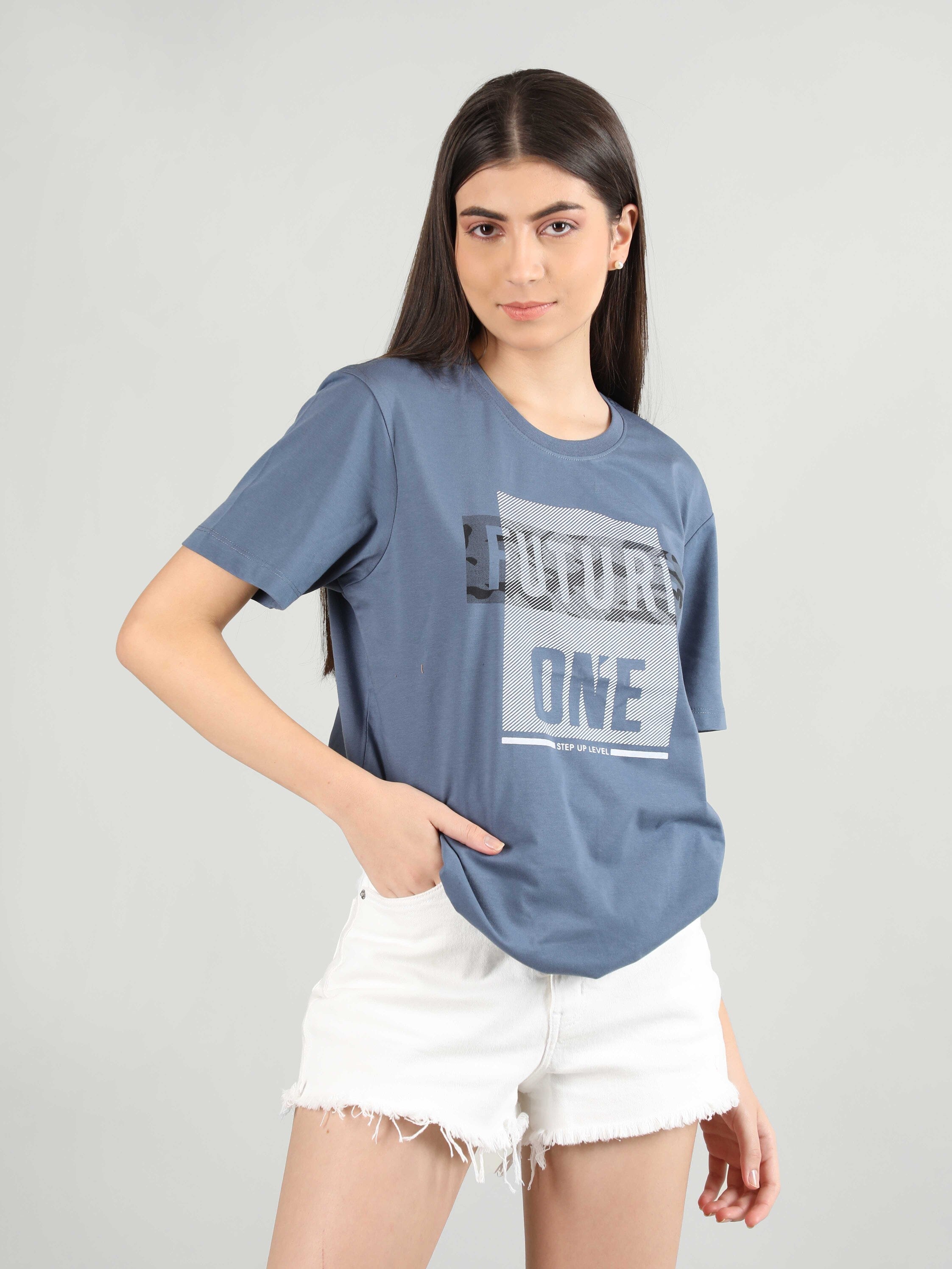 Half Sleeve Oversized Crop Printed T-Shirt Girls, Daily Wear