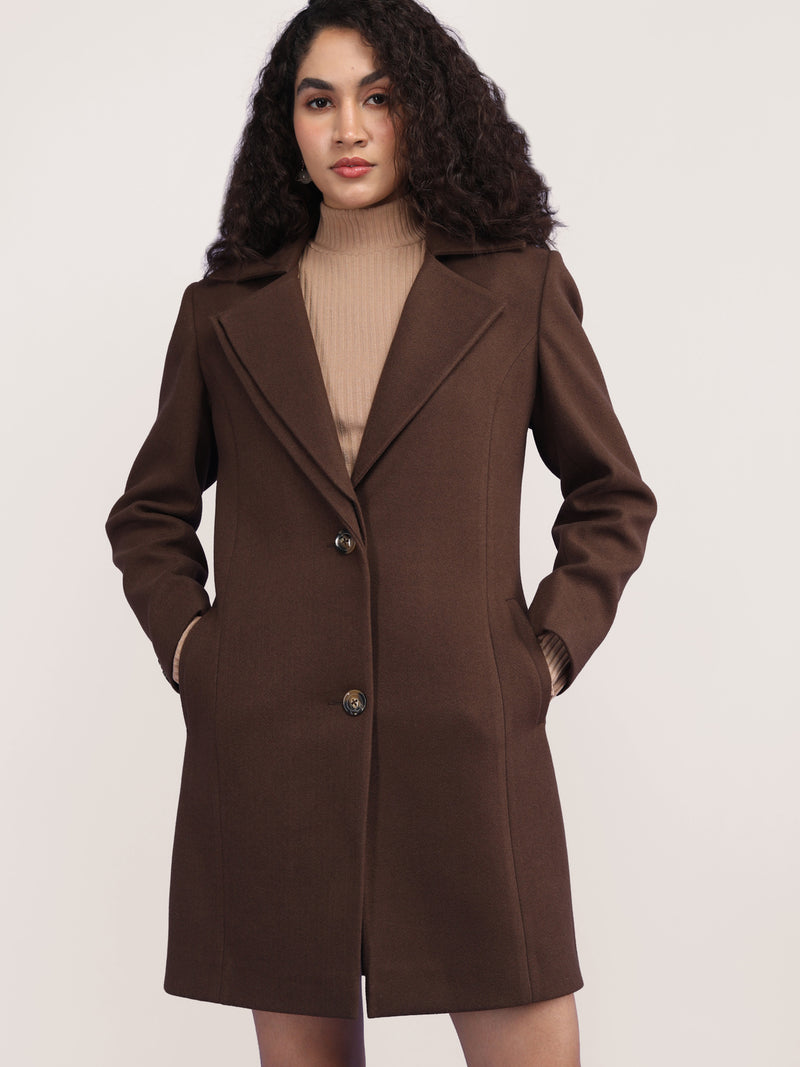 Cigarbrown Longline Winter Trench Coat