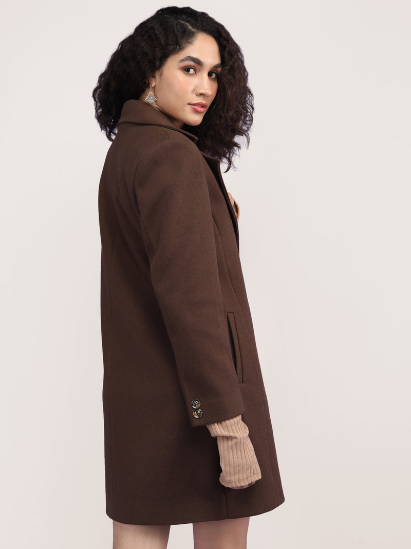Cigarbrown Longline Winter Trench Coat
