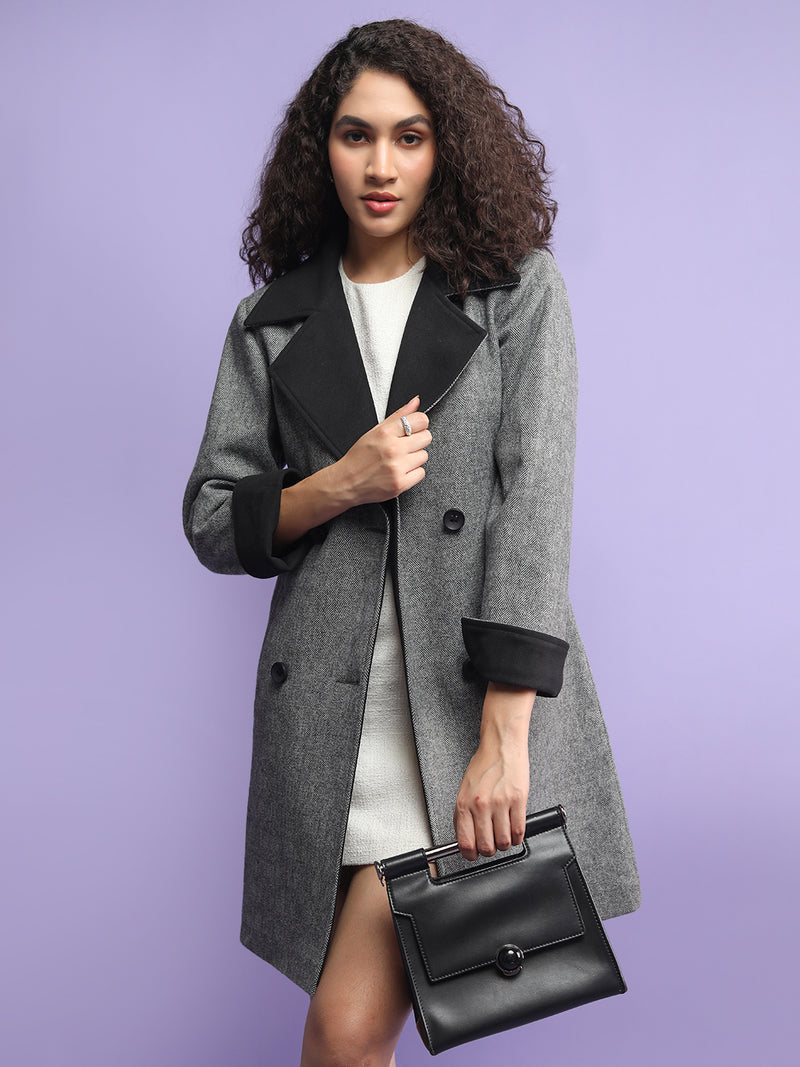 Black Checkered Winter Coat