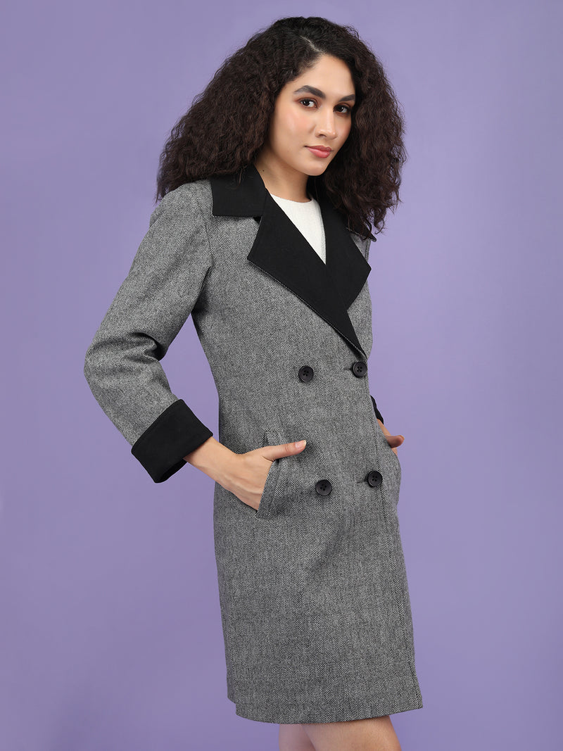Black Checkered Winter Coat