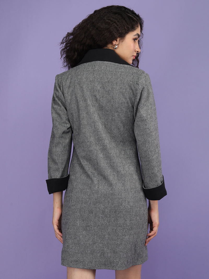 Black Checkered Winter Coat