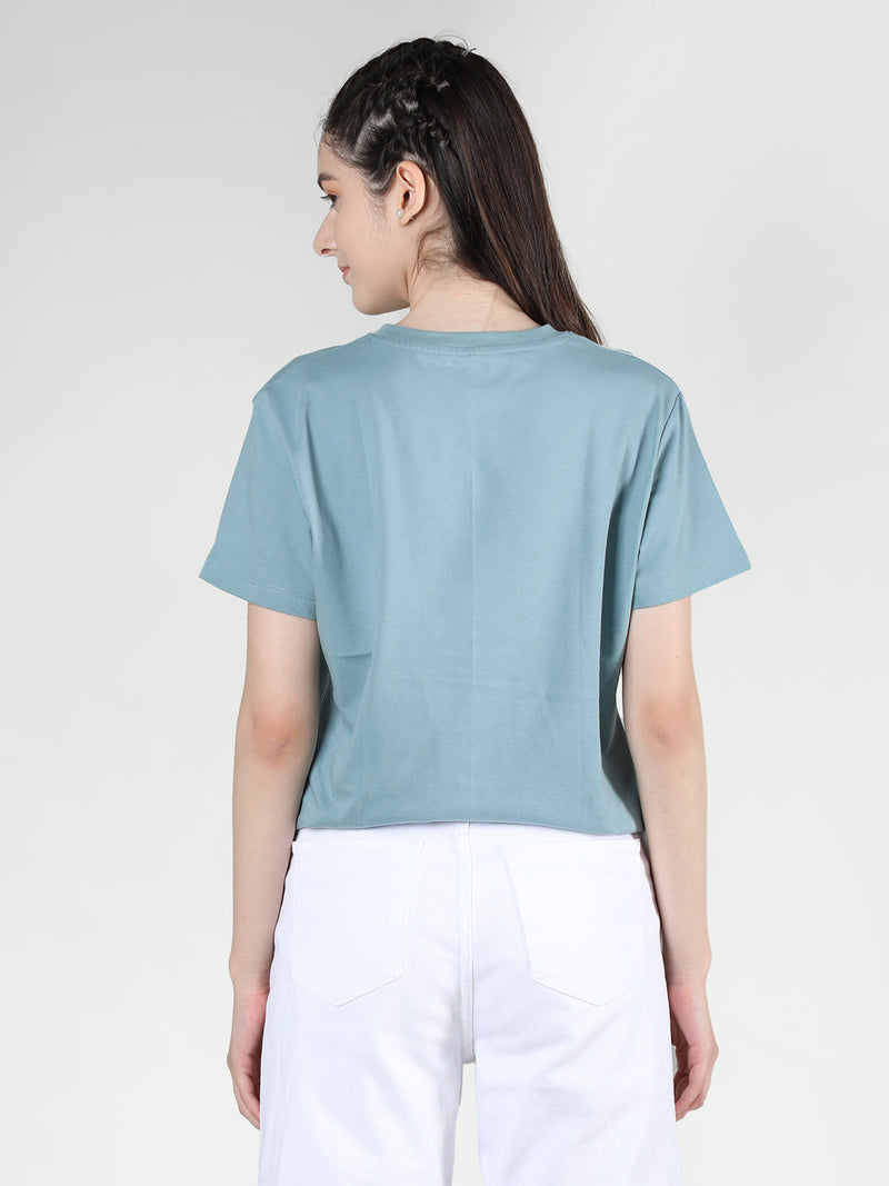 Women Cotton Half Sleeve Loose Fit Printed T-Shirt