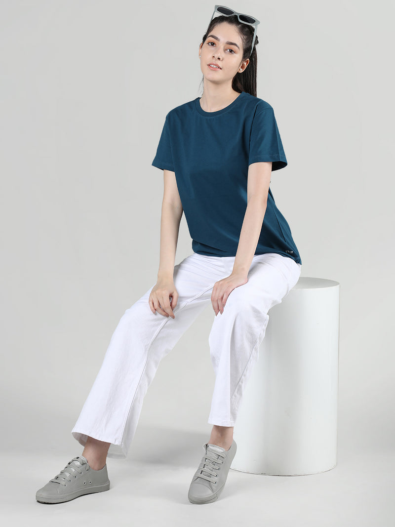 Women Cotton Half Sleeve Loose Fit T-Shirt