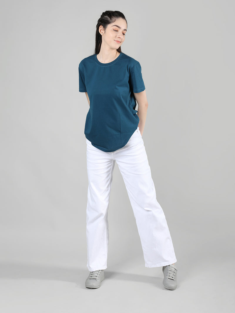 Women Cotton Half Sleeve Loose Fit T-Shirt