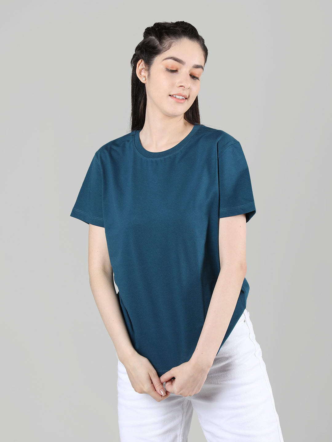 Women Cotton Half Sleeve Loose Fit T-Shirt